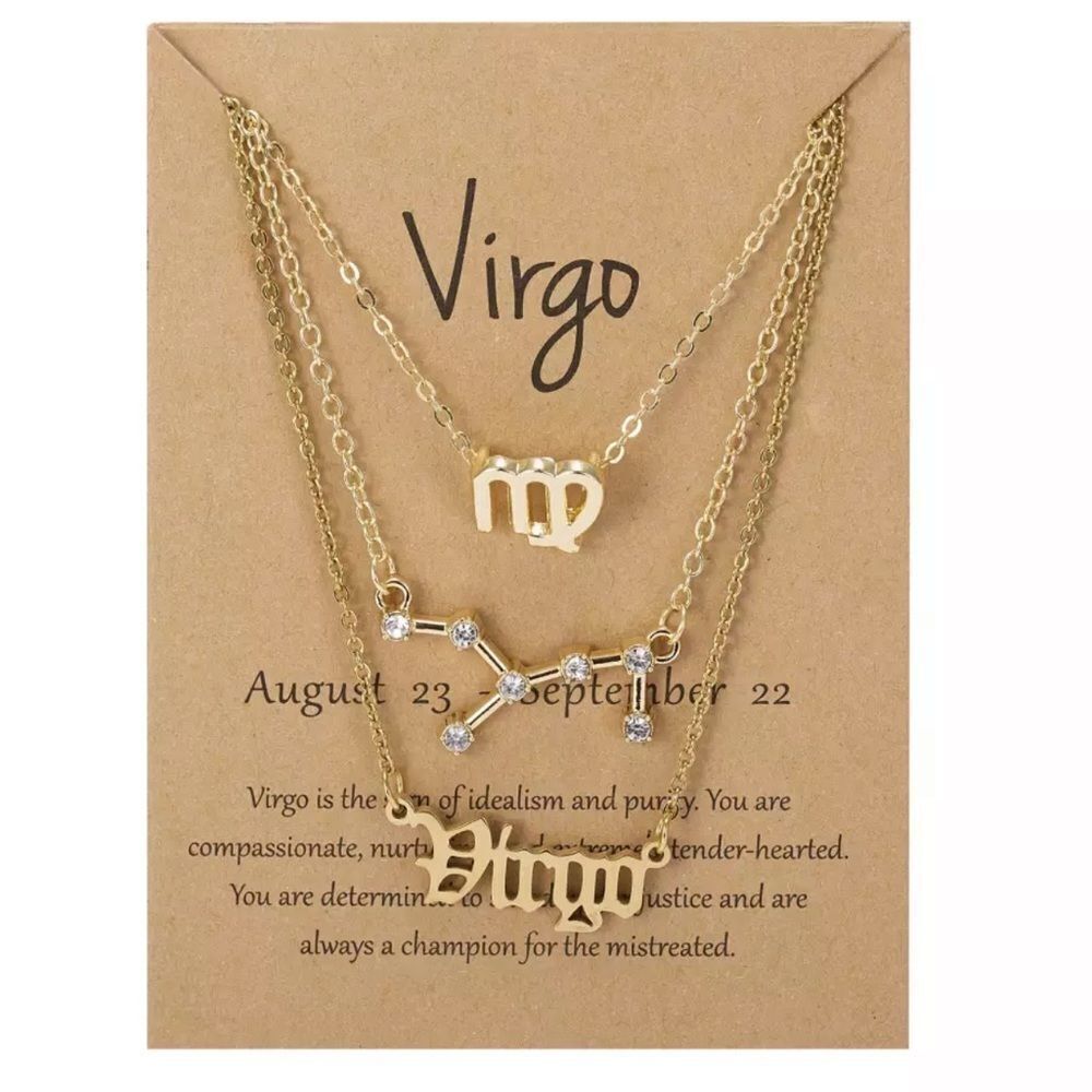 ♍️ NEW Virgo Gold 3Pcs/Set Best Friends Necklaces